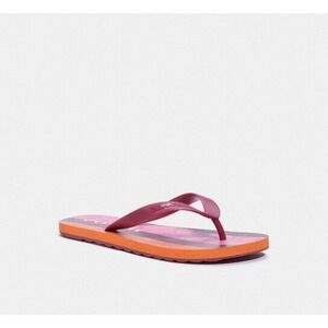 NEW COACH Zak Flip Flops - Women's Size 7‎ Pink Maroon Authentic Official